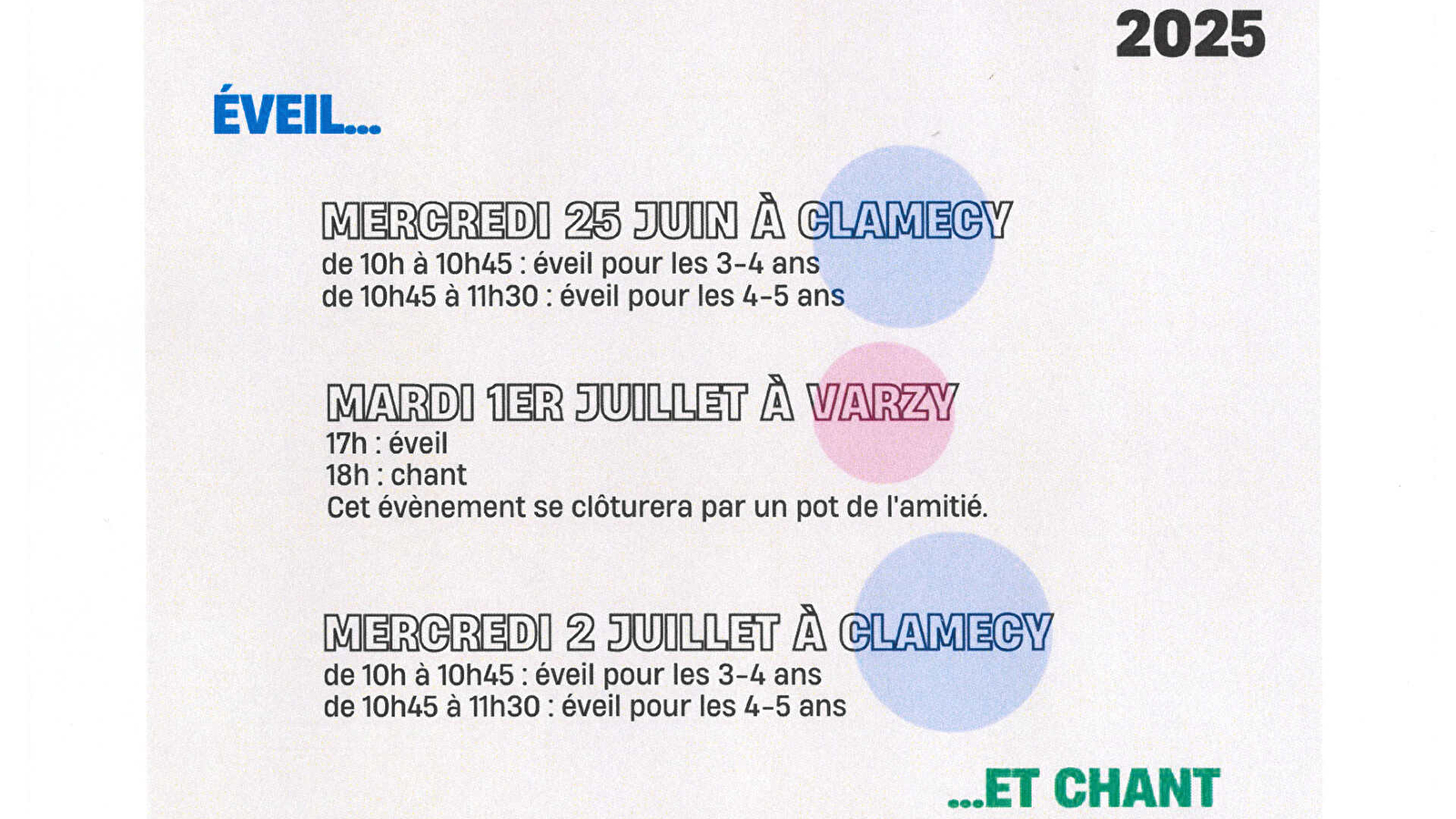 Portes ouvertes : éveil et chant, classe de Delphine Doublot.