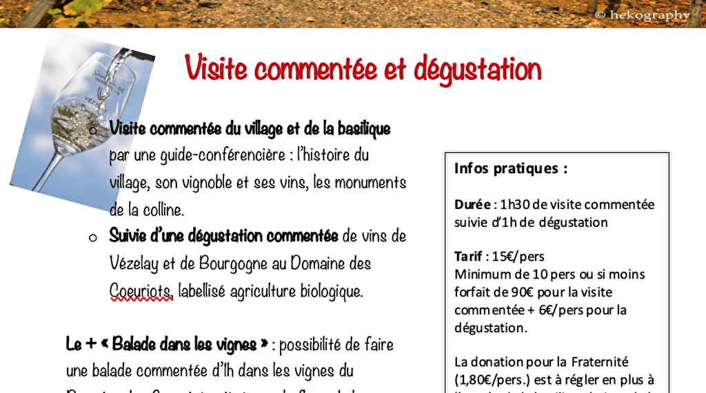 Visite - dégustation à Vézelay Du 1 janv au 31 déc 2024