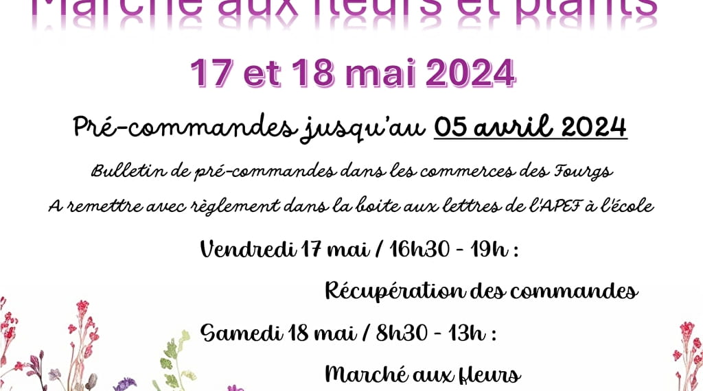 Marché aux fleurs et plants Du 17 au 18 mai 2024