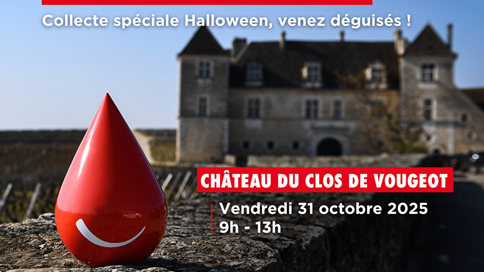 Collecte de sang déguisée pour Halloween au Château du Clos de Vougeot