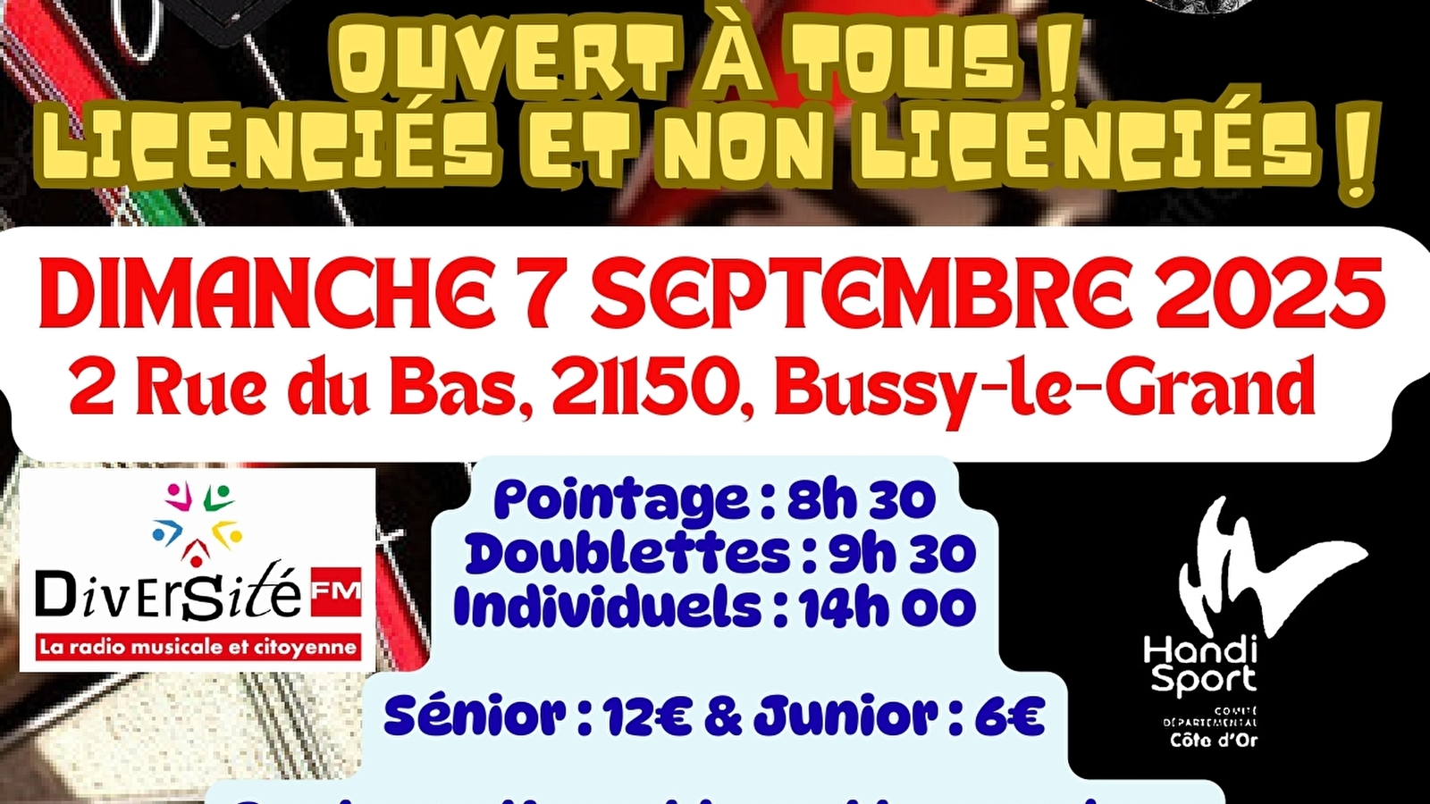 1er open de comité de fléchettes traditionnelles de Côte d'Or