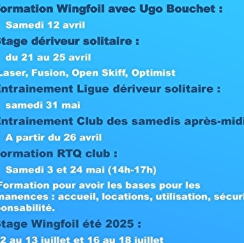 Formations, Stages et entrainements de Voile 2025 - VANDENESSE-EN-AUXOIS