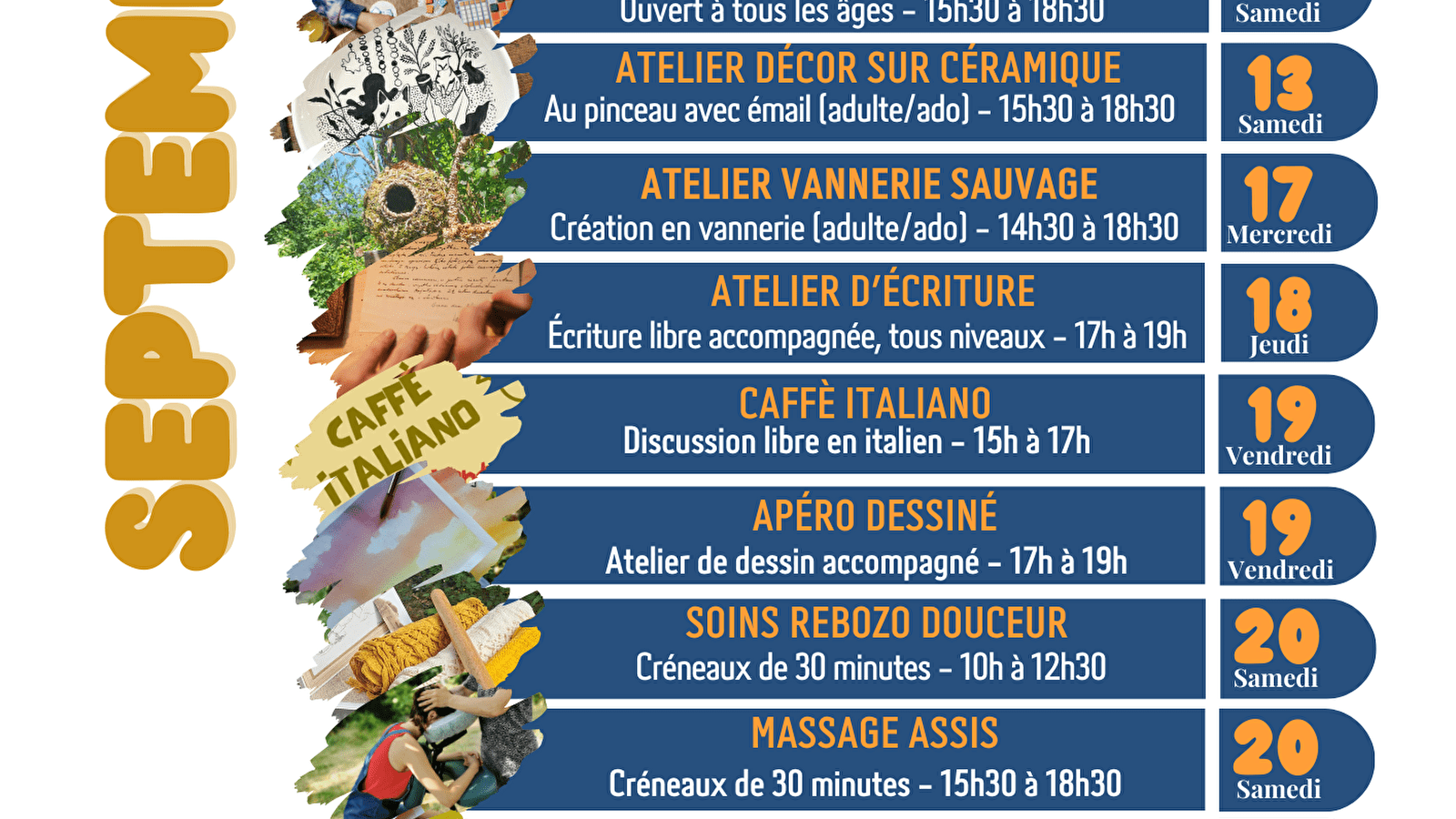 Animations de septembre au Vent dans les fleurs