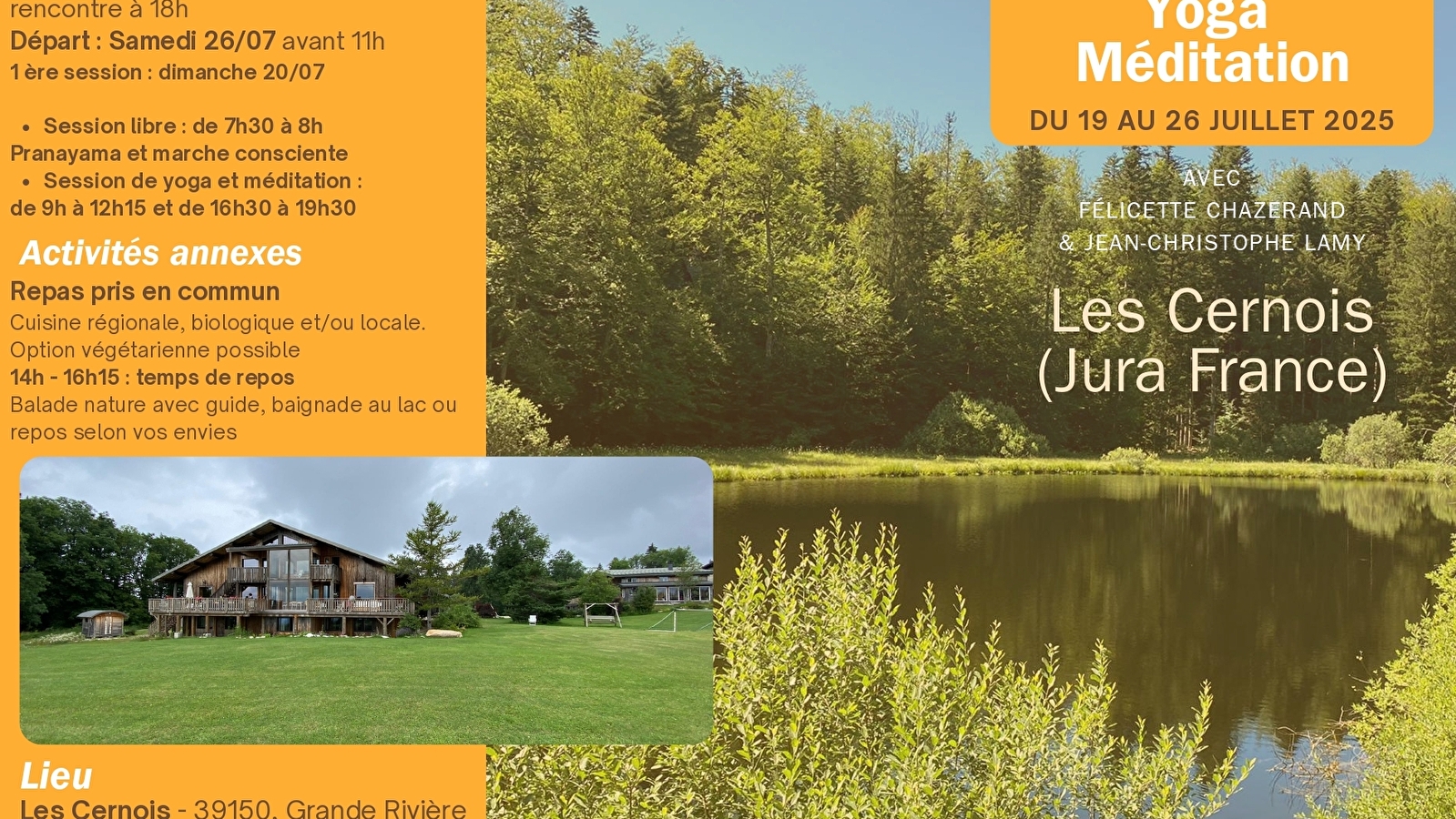 Stage d'été Yoga - Meditation aux Cernois