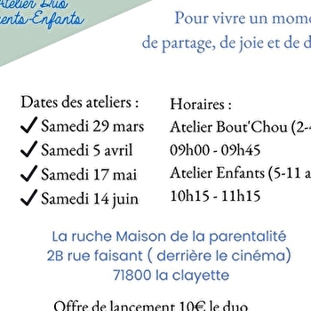 Atelier duo parents enfants la bulle des émotions - LA CLAYETTE