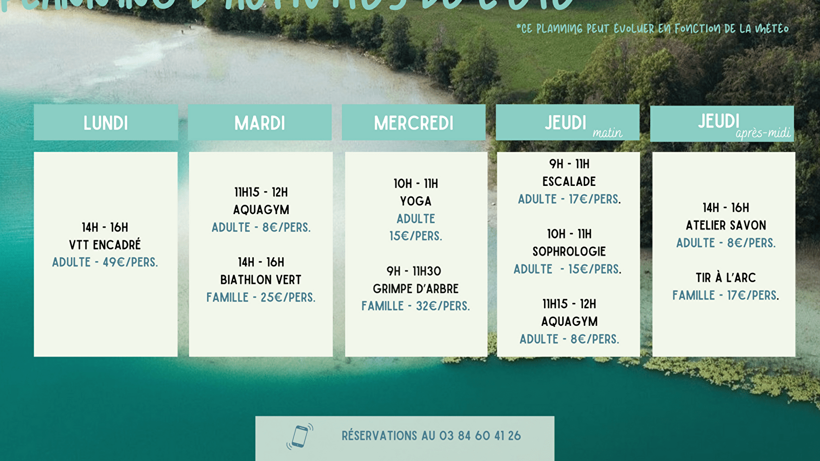 Mardi au Duchet : Aquagym et/ou biathlon vert