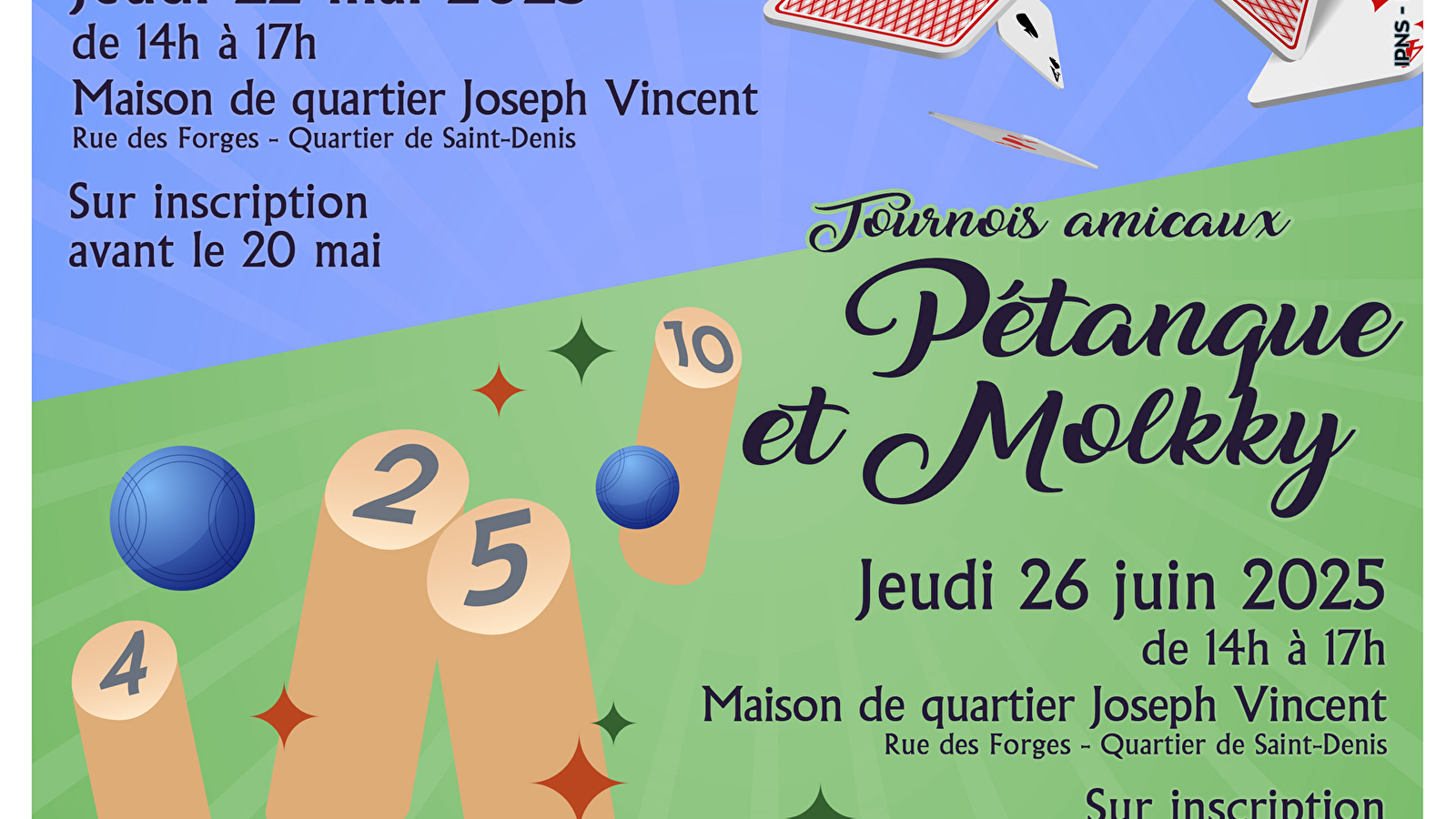 Tournois amicaux pétanque et Molkky