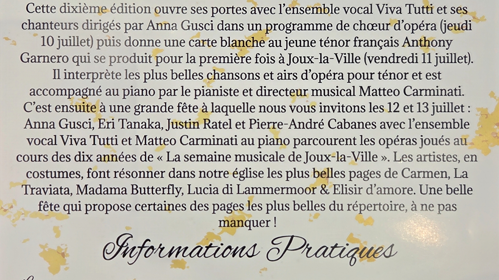 10e Semaine Musicale de Joux-la-Ville