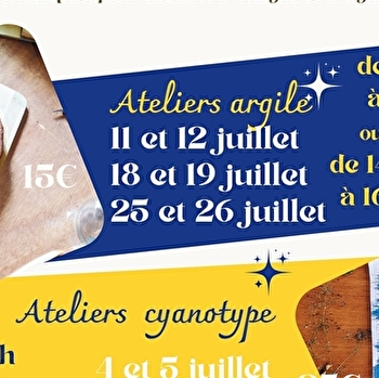 Atelier pa'poterie - découvrir l'argile et le cyanotype - RELANS