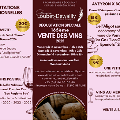 Domaine Loubet-Dewailly - Vente des Vins 2025 : dégustation 'Prestige' verticale de l'appellation Pommard 1er Cru 'Les Rugiens Bas' de 2018 à 2023