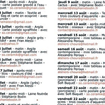 Les ateliers Estivale d'été - SAINT-SAUVEUR-EN-PUISAYE