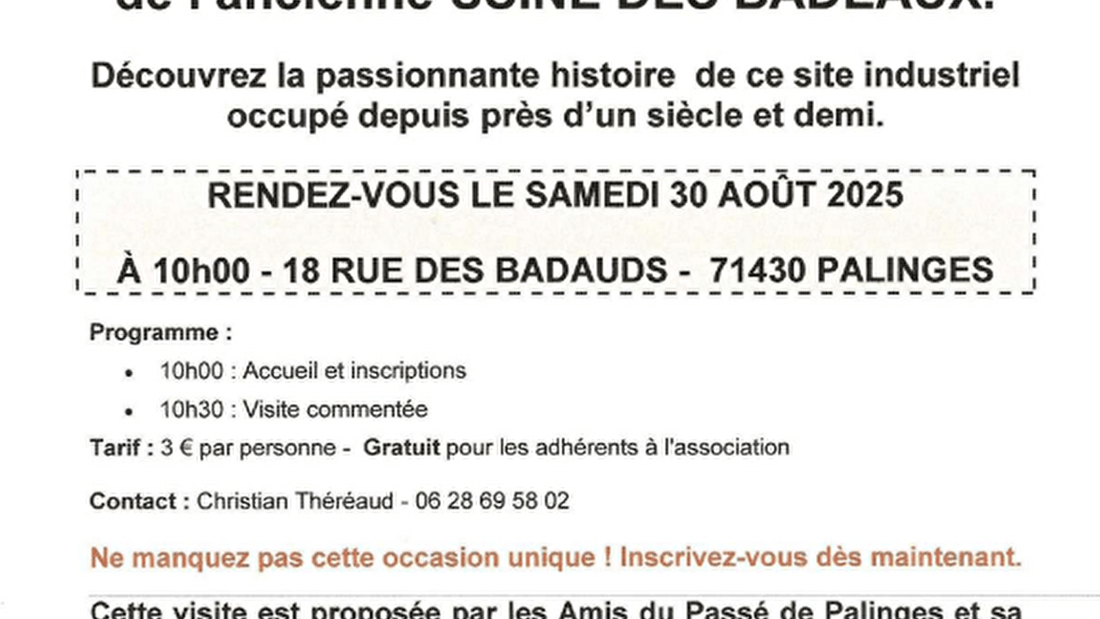 Visite exceptionnelle de l'ancienne usine des BADEAUX