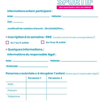 Stage Sportif Aquaparc ISIS