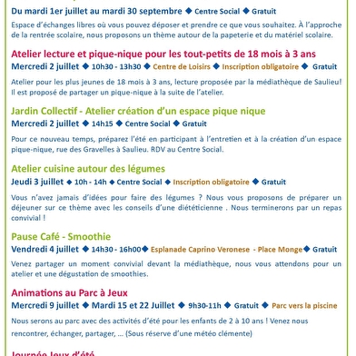 Programme Juillet - Aout 2025