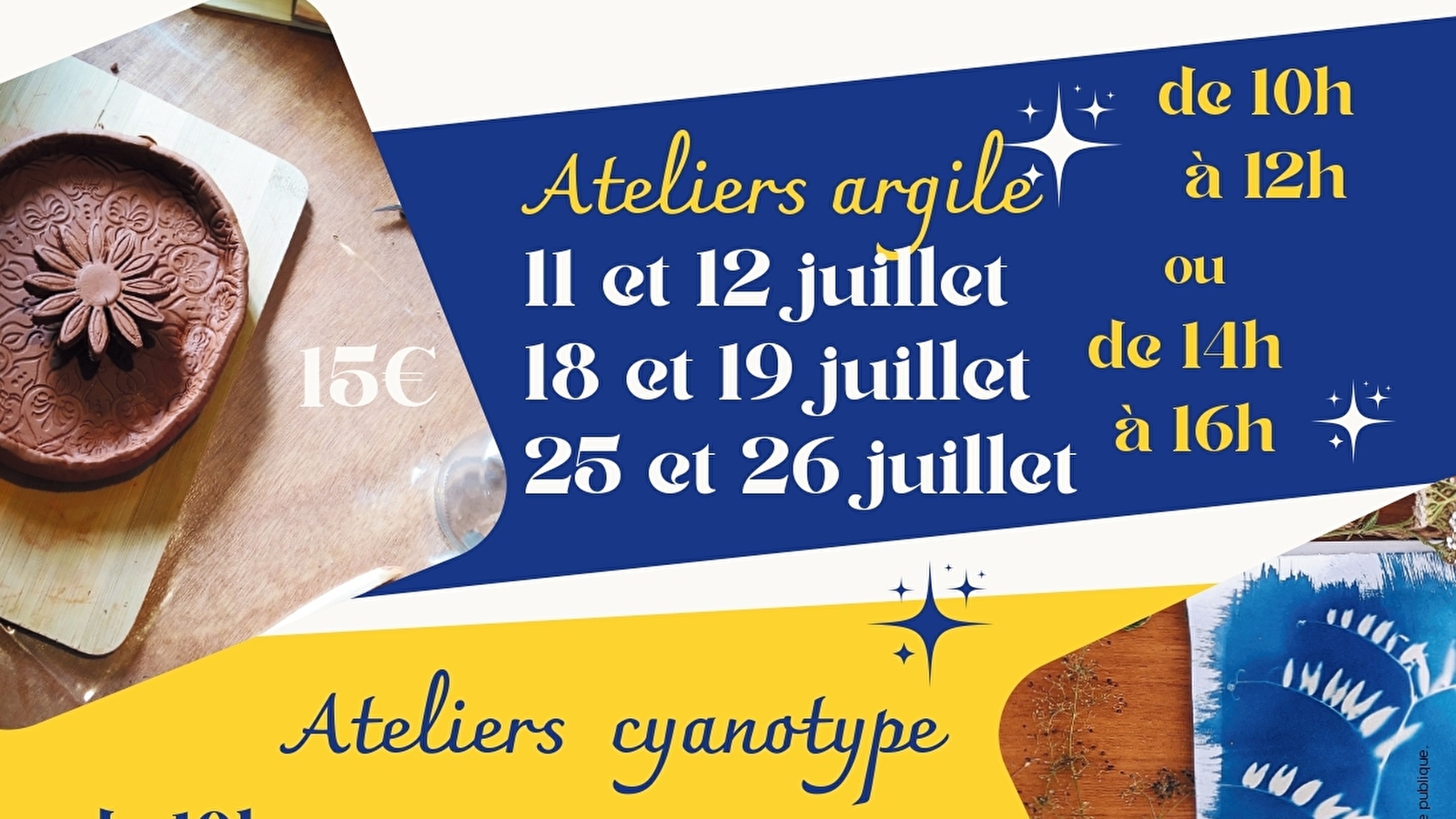 Atelier pa'poterie - découvrir l'argile et le cyanotype