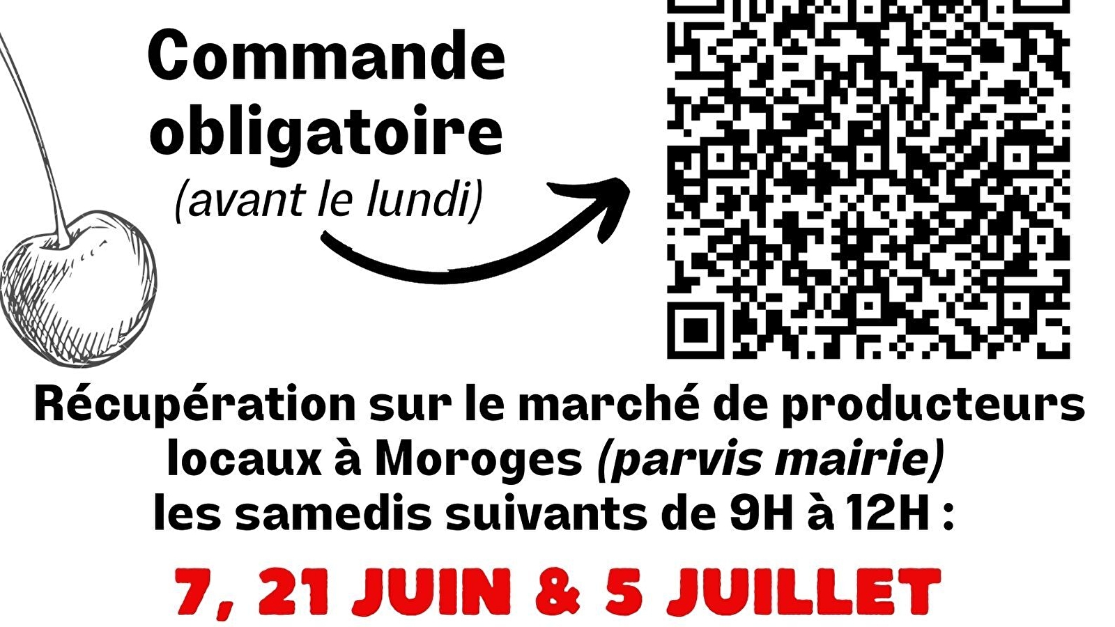 Vente de cerises en pré-commande au marché de Moroges