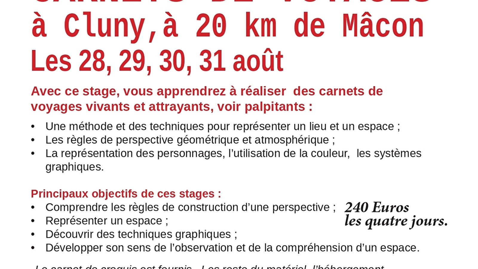 Stage de carnet de voyage