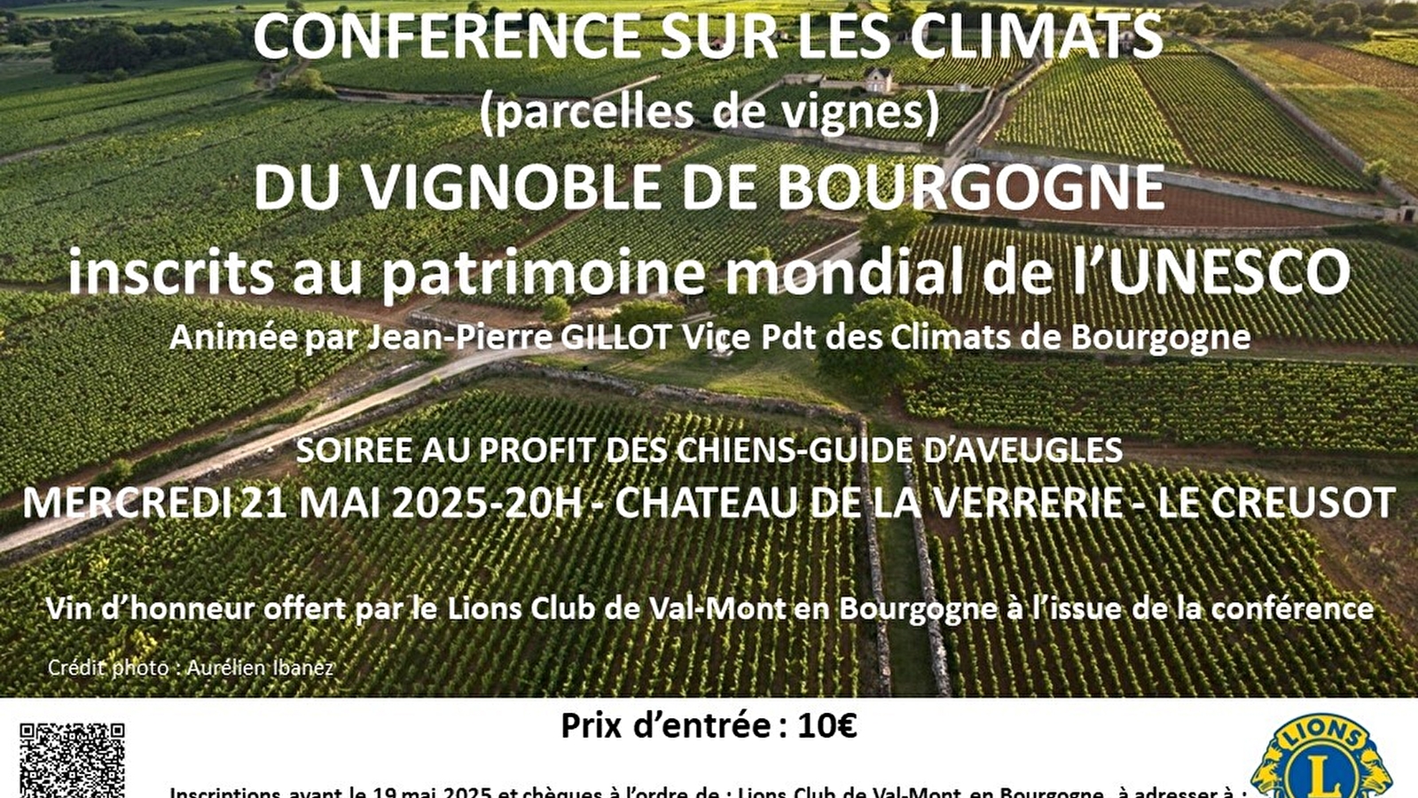 Conférence 'Les climats du Vignoble de Bourgogne' suivi d'un vin d'honneur