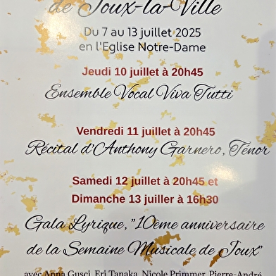 10e Semaine Musicale de Joux-la-Ville