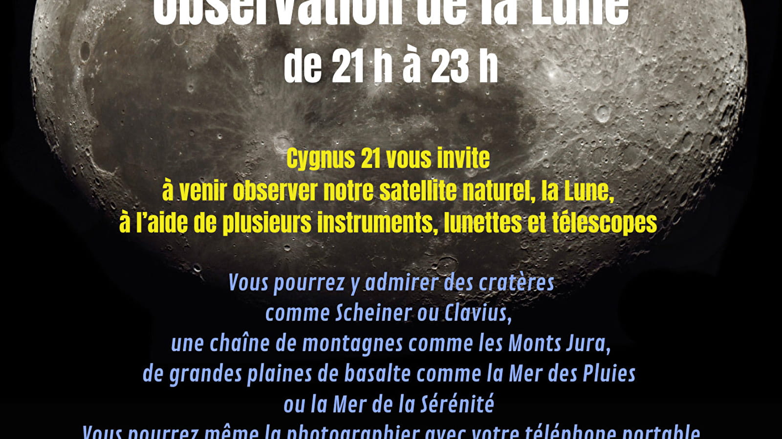 Nuit des Musées : observation de la lune avec l'association Cygnus 21