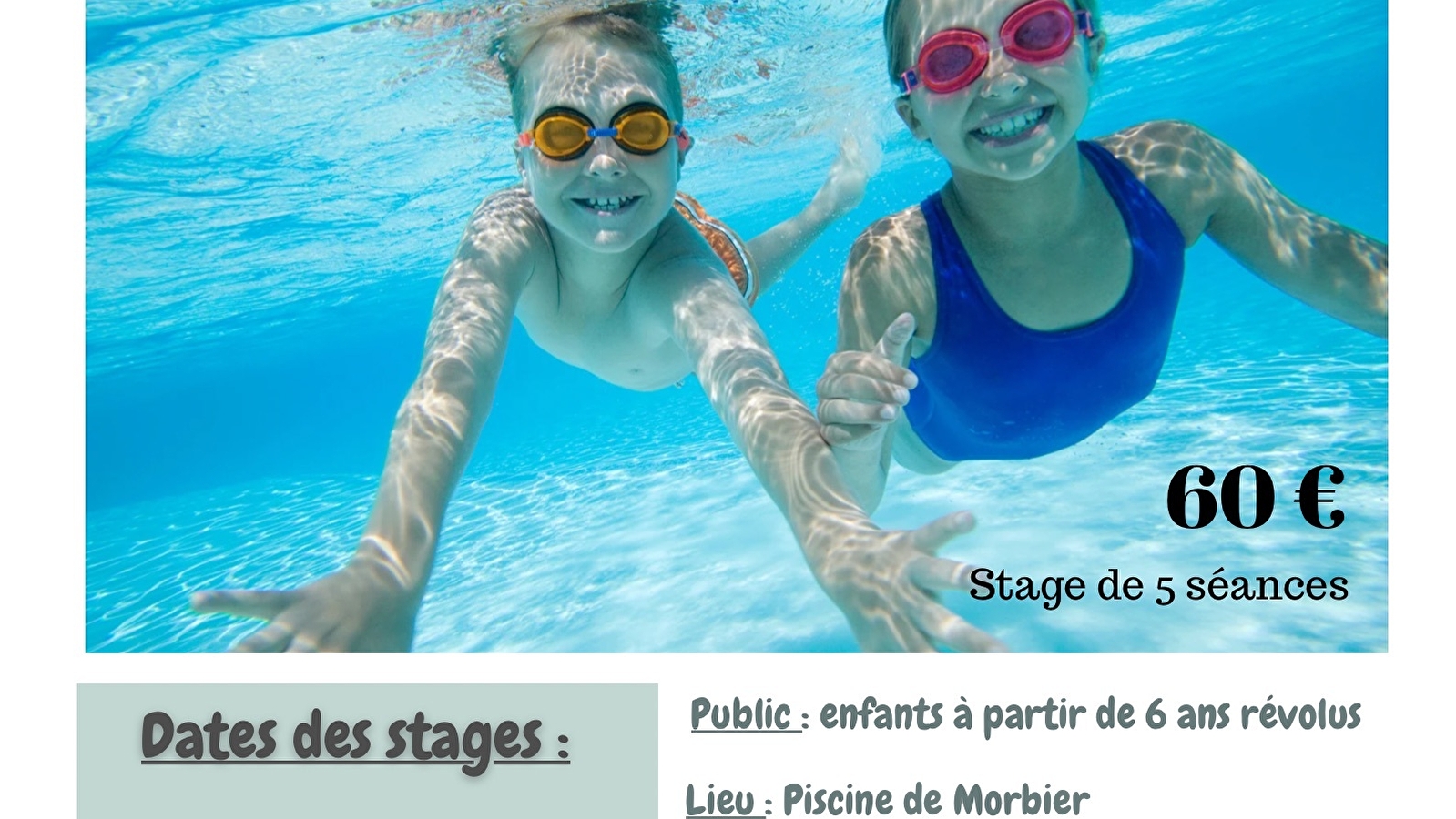 Stages vacances été à la piscine