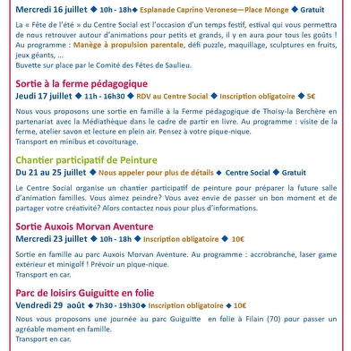 Programme Juillet - Aout 2025
