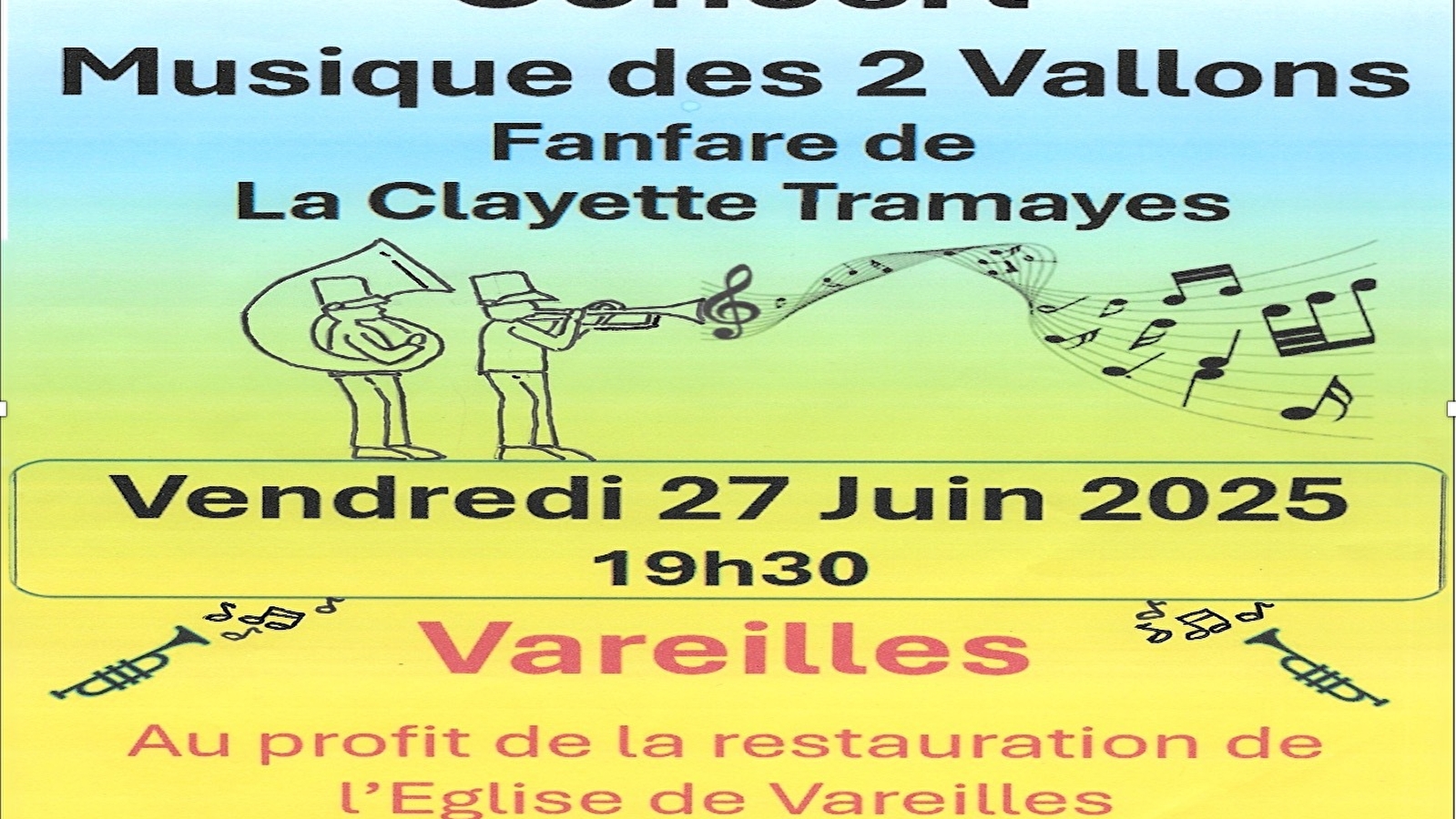 Concert Musique des 2 Vallons - fanfare de la Clayette Tramayes