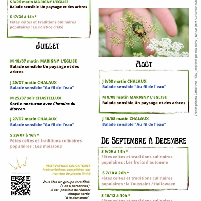 Calendrier ateliers et sorties 2023