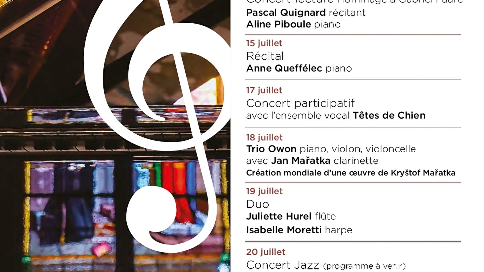 Rencontres Musicales de Noyers : Concert-lecture Hommage à Gabriel Fauré