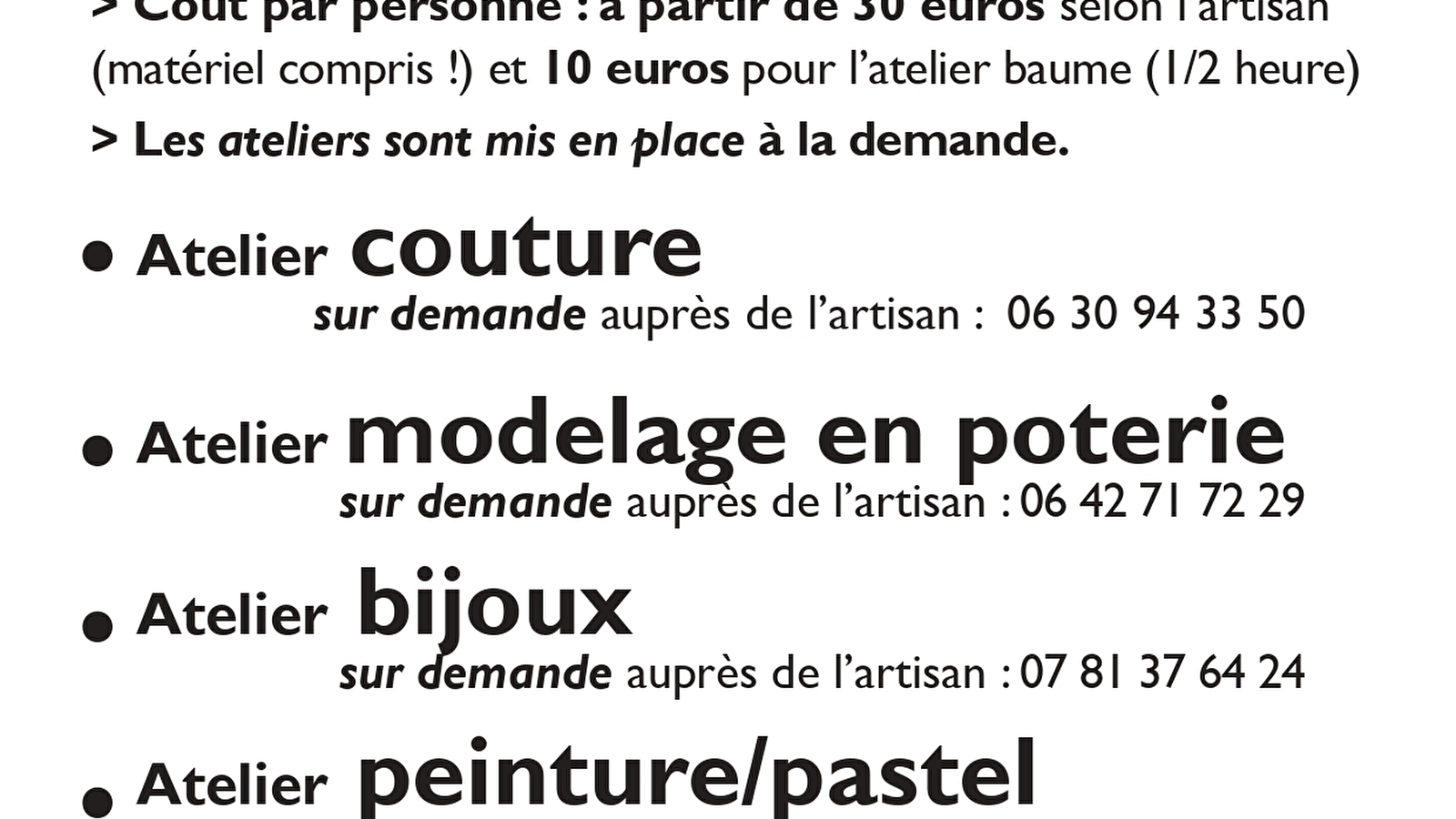 Ateliers 'Le bel été de Bois d'Amont'